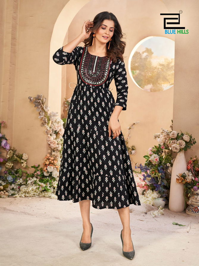 Sarfaraz Vol 15 By Blue Hills Rayon Printed Long Kurtis Wholesalers In Delhi
